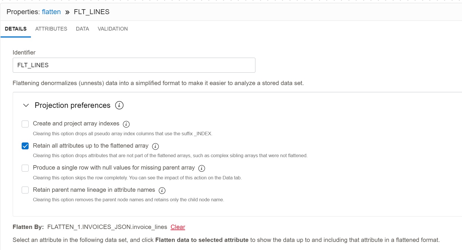 Flattening of JSON Arrays