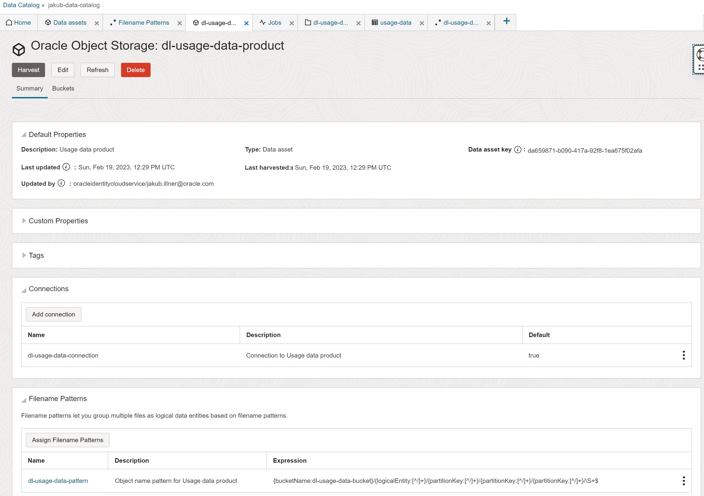 OCI Data Catalog Data Asset