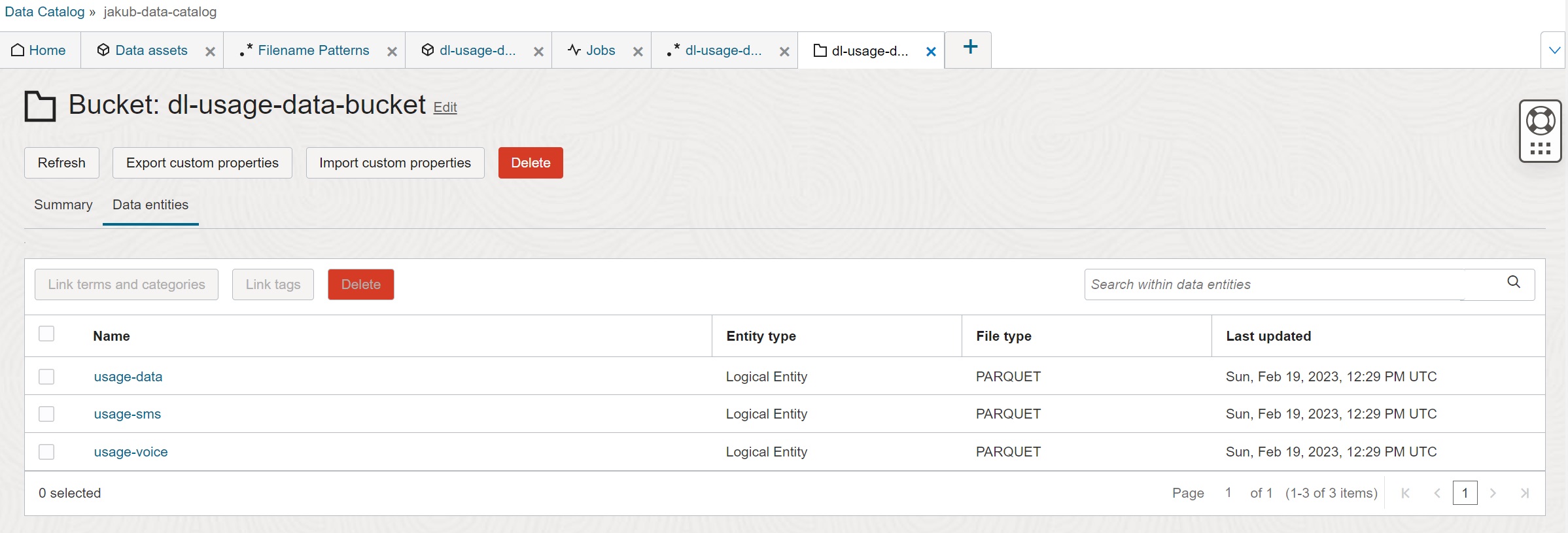 OCI Data Catalog Entities