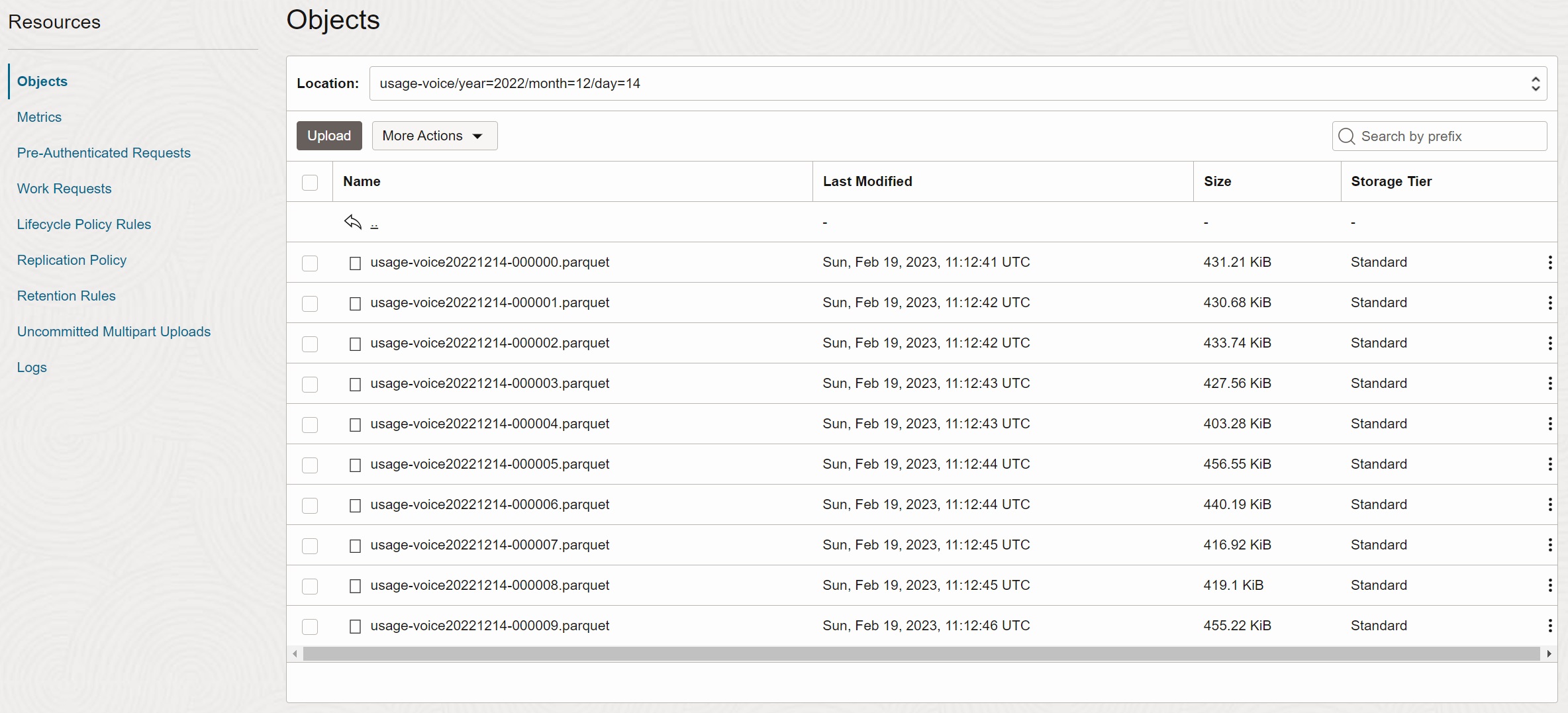 Detailed View in OCI Console